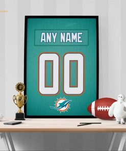 Unique Miami Dolphins Jersey Poster Print, Personalized with Your Name and Number, Wall Decor for Any Home or Office