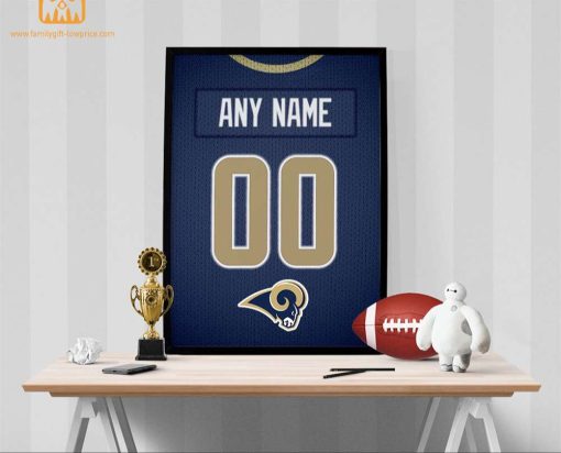 Unique Los Angeles Rams Gold Jersey Poster Print, Personalized with Your Name and Number, Wall Decor for Any Home or Office