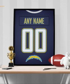 Unique Los Angeles Chargers Jersey Poster Print, Personalized with Your Name and Number, Wall Decor for Any Home or Office