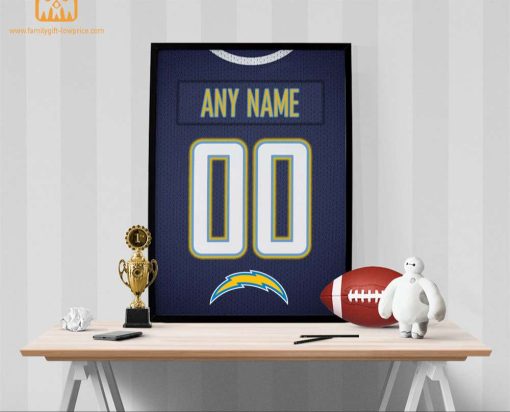 Unique Los Angeles Chargers Jersey Poster Print, Personalized with Your Name and Number, Wall Decor for Any Home or Office