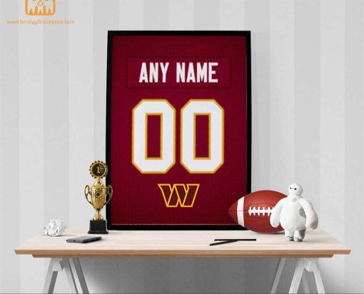 Unique Washington Commanders Jersey Poster Print, Personalized with Your Name and Number, Wall Decor for Any Home or Office