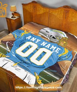 Los Angeles Chargers Blanket – Personalized NFL Blanket with Custom Name & Number | Unique Fan Gift