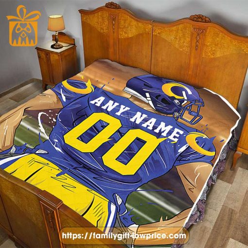 Custom Los Angeles Rams Blanket – Personalized NFL Name & Number Gift