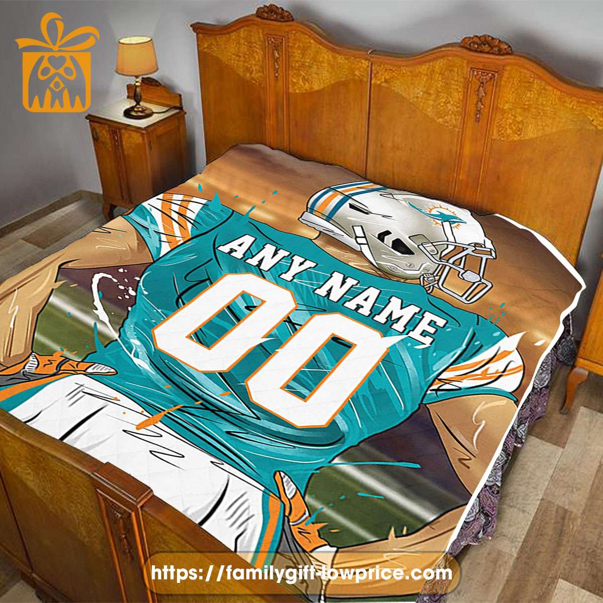 Miami Dolphins Blanket - Personalized NFL Blanket with Custom Name & Number | Unique Fan Gift