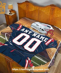 New England Patriots Blanket – Personalized NFL Blanket with Custom Name & Number | Unique Fan Gift