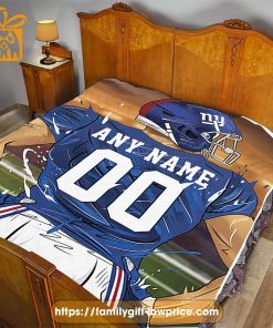 New York Giants Blanket – Personalized NFL Blanket with Custom Name & Number | Unique Fan Gift