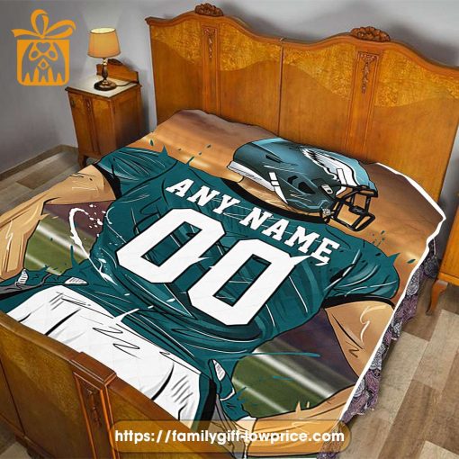 Personalized Philadelphia Eagles Blanket – Custom Name & Number NFL Fan Gift