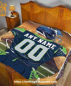 Seattle Seahawks Blanket – Personalized NFL Blanket with Custom Name & Number | Unique Fan Gift