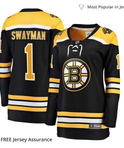 Women’s Swayman Jersey – Boston Bruins Black 2017-18 Home Breakaway