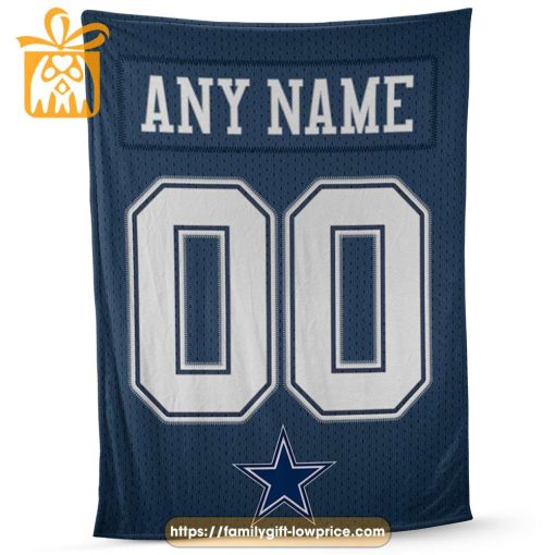 Custom Dallas Cowboys Jersey Blanket – Personalized NFL Blanket with Name & Number for Fans