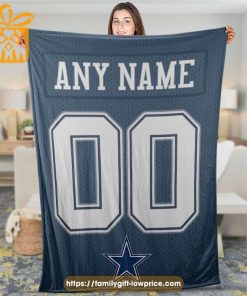 Custom Dallas Cowboys Jersey Blanket – Personalized NFL Blanket with Name & Number for Fans 1