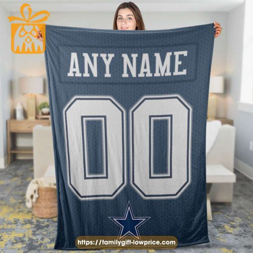 Custom Dallas Cowboys Jersey Blanket – Personalized NFL Blanket with Name & Number for Fans