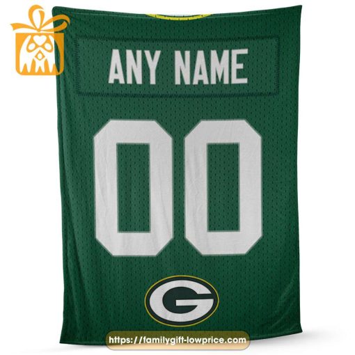 Green Bay Packers Blanket-Inspired NFL Jersey – Customizable with Names & Number – Perfect Personalized Blankets