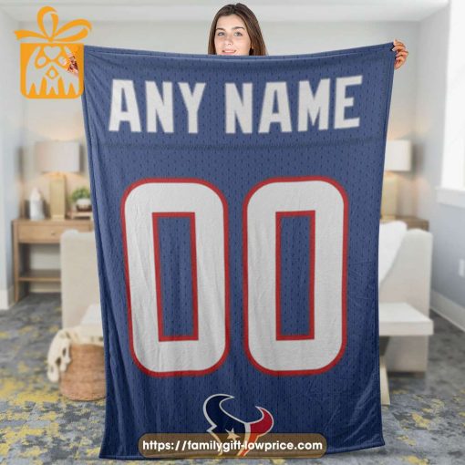 Custom Houston Texans Jersey Blanket – Personalized NFL Blanket with Name & Number for Texans Fans