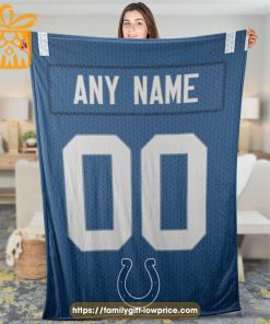 Custom Indianapolis Colts Jersey Blanket – Personalized NFL Blanket with Name & Number for Colts Fans 1