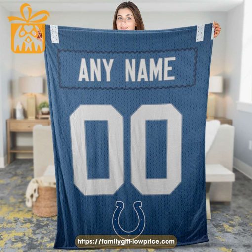 Custom Indianapolis Colts Jersey Blanket – Personalized NFL Blanket with Name & Number for Colts Fans