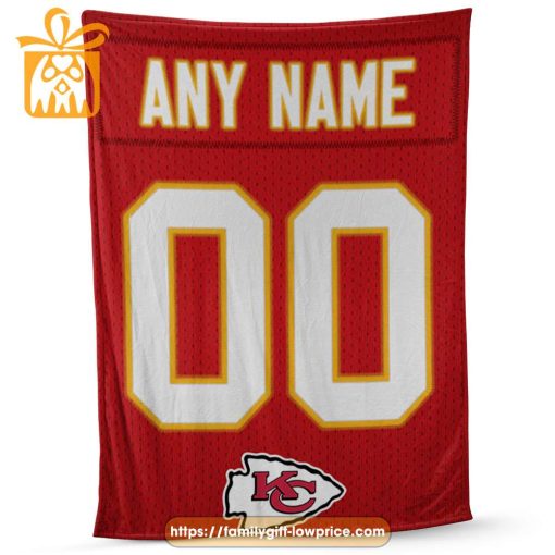 Custom Kansas City Chiefs Jersey Blanket – Personalized Name & Number Gift