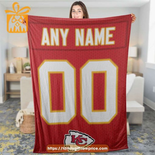 Custom Kansas City Chiefs Jersey Blanket – Personalized Name & Number Gift