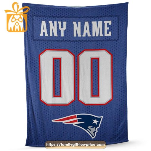 Custom New England Patriots Jersey Blanket – Personalized NFL Name & Number Gift