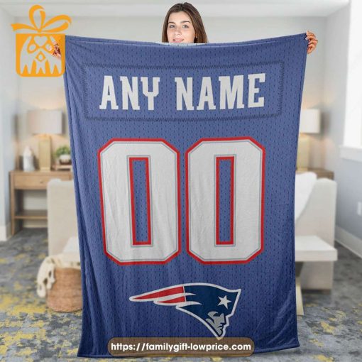 New England Patriots Blanket-Inspired NFL Jersey – Customizable with Names & Number – Perfect Personalized Blankets