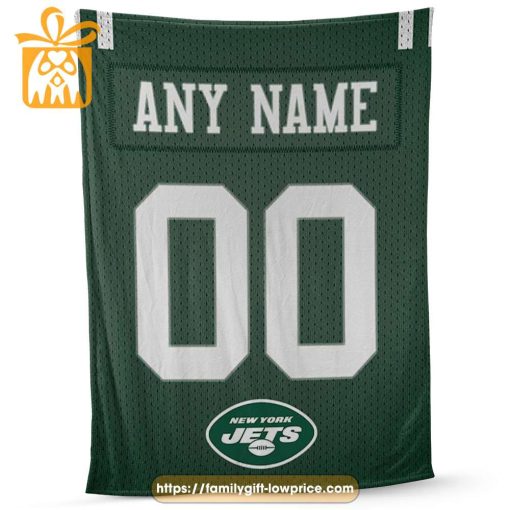 Custom New York Jets Jersey Blanket – Personalized NFL Name & Number Gift