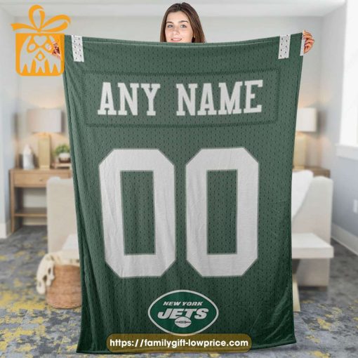 Custom New York Jets Jersey Blanket – Personalized NFL Name & Number Gift