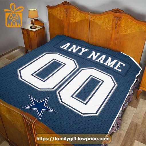 Custom Dallas Cowboys Jersey Blanket – Personalized NFL Blanket with Name & Number for Fans