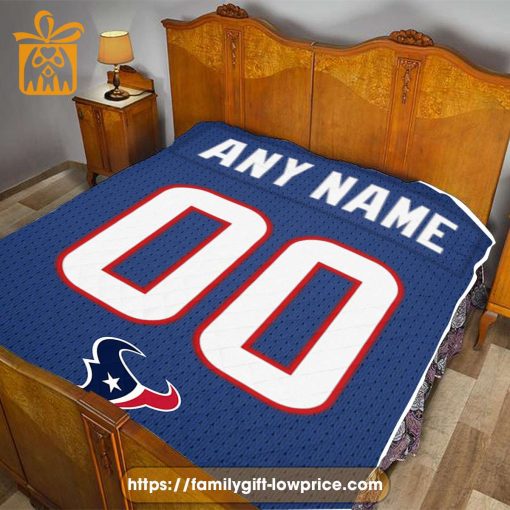 Custom Houston Texans Jersey Blanket – Personalized NFL Blanket with Name & Number for Texans Fans