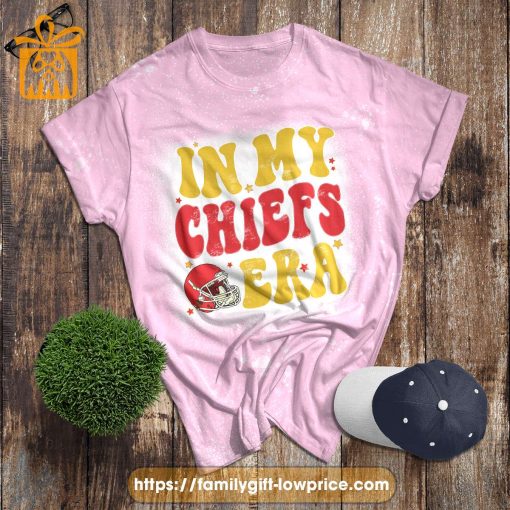 Exclusive ‘In My Chiefs Era’ Bleached T-Shirt & Kelce Tees, America Football T-Shirt, Chief Era Shirts, KC Football