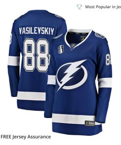 Women’s Vasilevskiy Jersey – Tampa Bay Lightning Blue Home 2022 Stanley Cup Final Breakaway Player