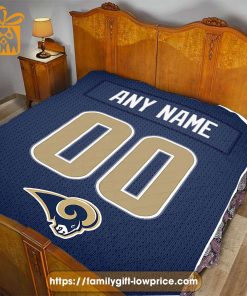 Los Angeles Rams Jersey-Inspired NFL Blanket – Customizable with Names & Number - Perfect Personalized Blankets