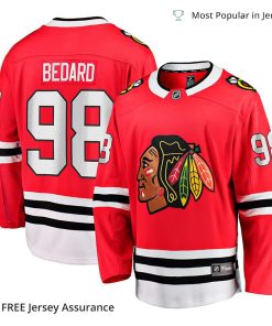 Mens Connor Bedard Blackhawks Jersey 2023 NHL Draft Red Home Breakaway 2