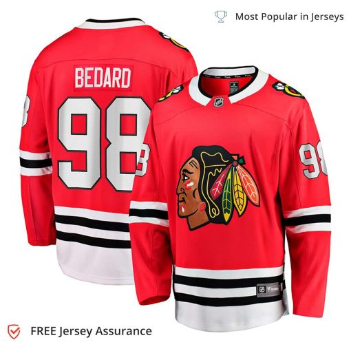 Men’s Connor Bedard Blackhawks Jersey – 2023 NHL Draft Red Home Breakaway