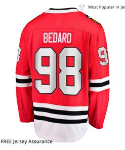 Mens Connor Bedard Blackhawks Jersey 2023 NHL Draft Red Home Breakaway