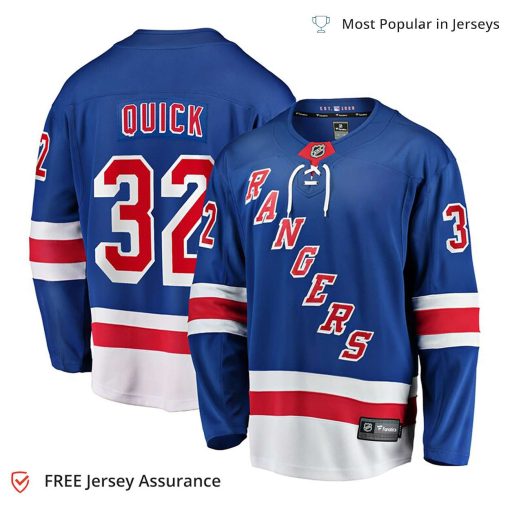 Men’s Jonathan Quick Jersey – New York Rangers Blue Home Breakaway Player