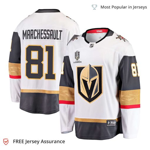 Men’s Marchessault Jersey – Vegas Golden Knights White 2023 Stanley Cup Champions Away Breakaway Player