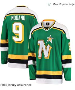 Men’s Mike Modano Jersey – Minnesota North Stars Green Premier Breakaway Retired Player