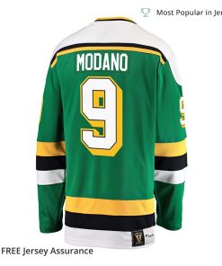 Mens Mike Modano Jersey Minnesota North Stars Green Premier Breakaway Retired Player