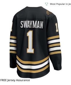 Mens Swayman Jersey Boston Bruins 100th Anniversary Black Premier Breakaway 2