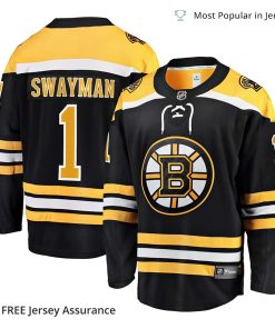 Men’s Swayman Jersey – Boston Bruins Black 2017/18 Home Breakaway Replica