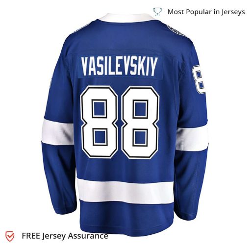 Men’s Vasilevskiy Jersey – Tampa Bay Lightning Blue Home Premier Breakaway Player