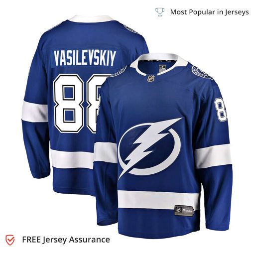 Men’s Vasilevskiy Jersey – Tampa Bay Lightning Blue Home Premier Breakaway Player