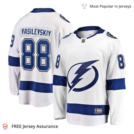 Men’s Vasilevskiy Jersey – Tampa Bay Lightning White Away Premier Breakaway Player