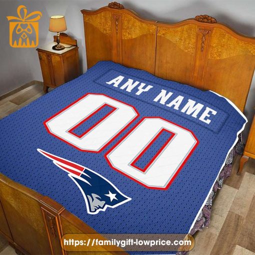 Custom New England Patriots Jersey Blanket – Personalized NFL Name & Number Gift