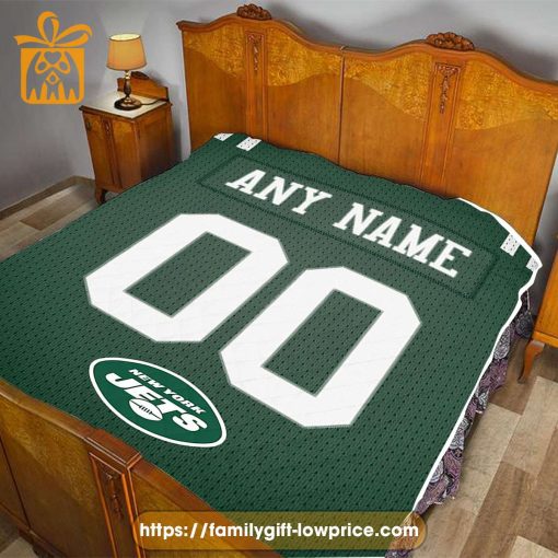 Custom New York Jets Jersey Blanket – Personalized NFL Name & Number Gift