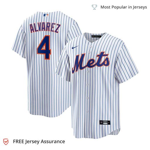 Nike Men’s Francisco Alvarez Jersey – New York Mets White Replica Player