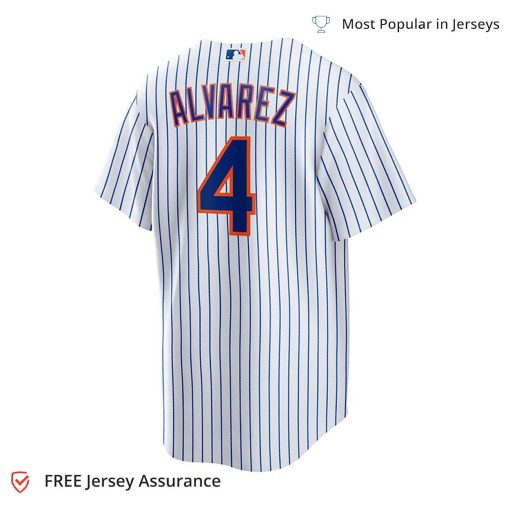 Nike Men’s Francisco Alvarez Jersey – New York Mets White Replica Player