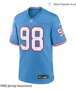 Nike Mens Jeffery Simmons Jersey Tennessee Titans Light Blue Oilers Throwback Alternate Game Player 1