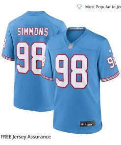 Nike Mens Jeffery Simmons Jersey Tennessee Titans Light Blue Oilers Throwback Alternate Game Player 2