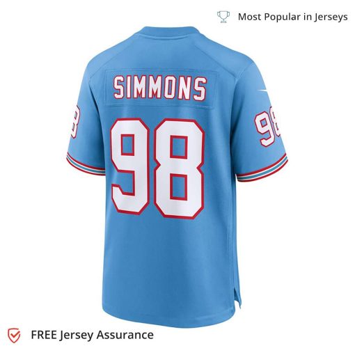 Nike Men’s Jeffery Simmons Jersey – Tennessee Titans Light Blue Oilers Throwback Alternate Game Player